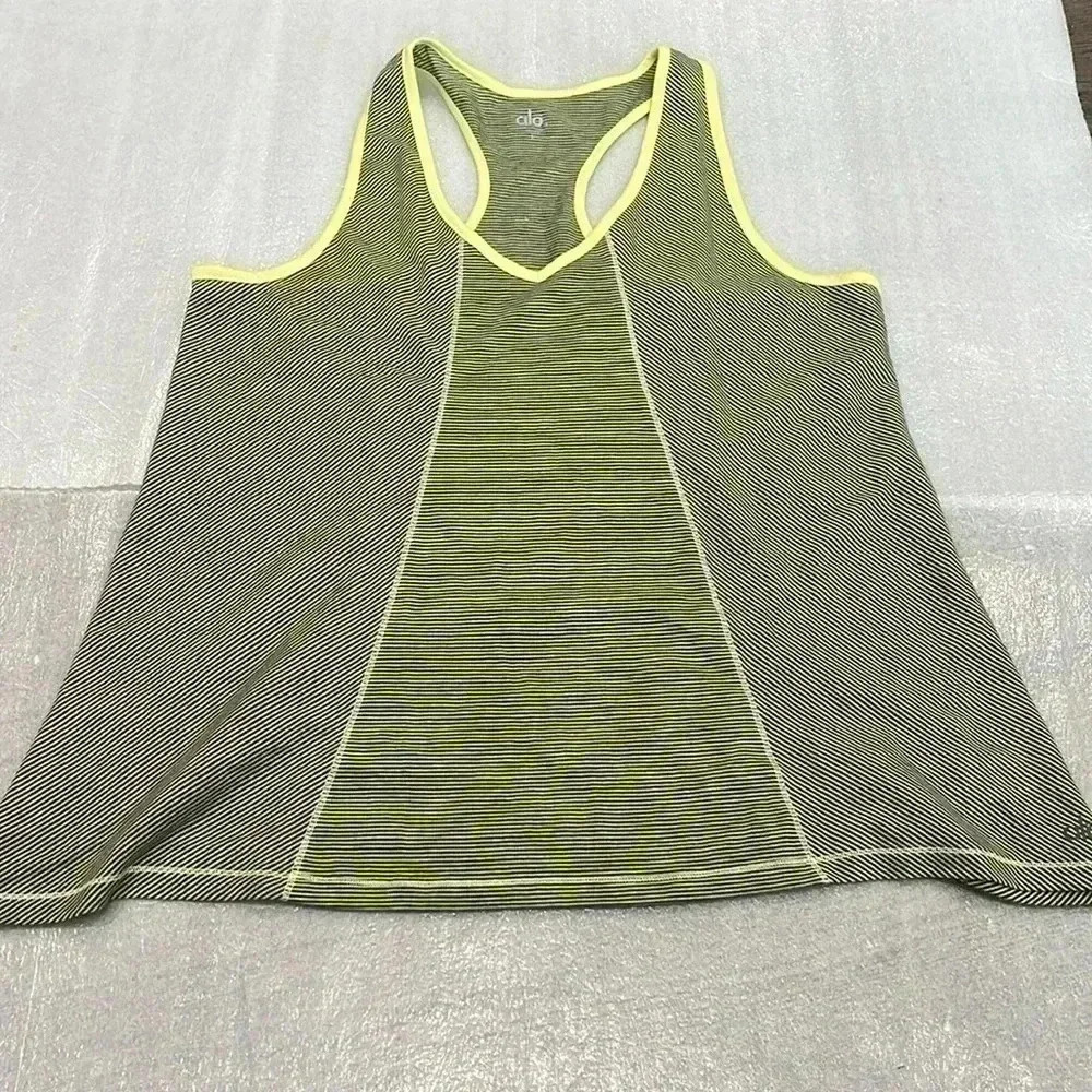[L]Alo Yoga Racer Back  Tank Top in Stripes - Picture 2 of 5